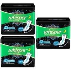 Whisper 16 Pcs White Cotton Disposable Ultra Night Sanitary Pad Packet, Size: XXL