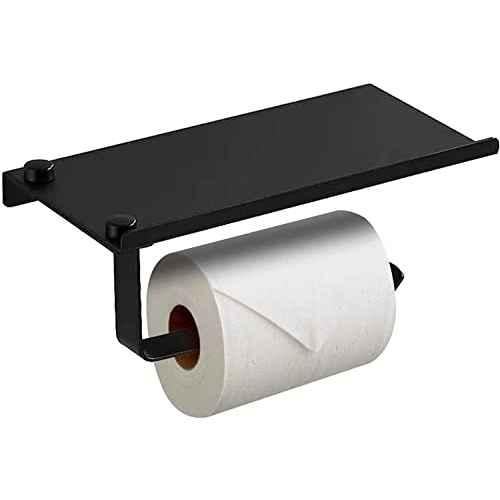 Surface-Mounted Toilet Tissue Dispenser & Utility Shelf, Matte Black