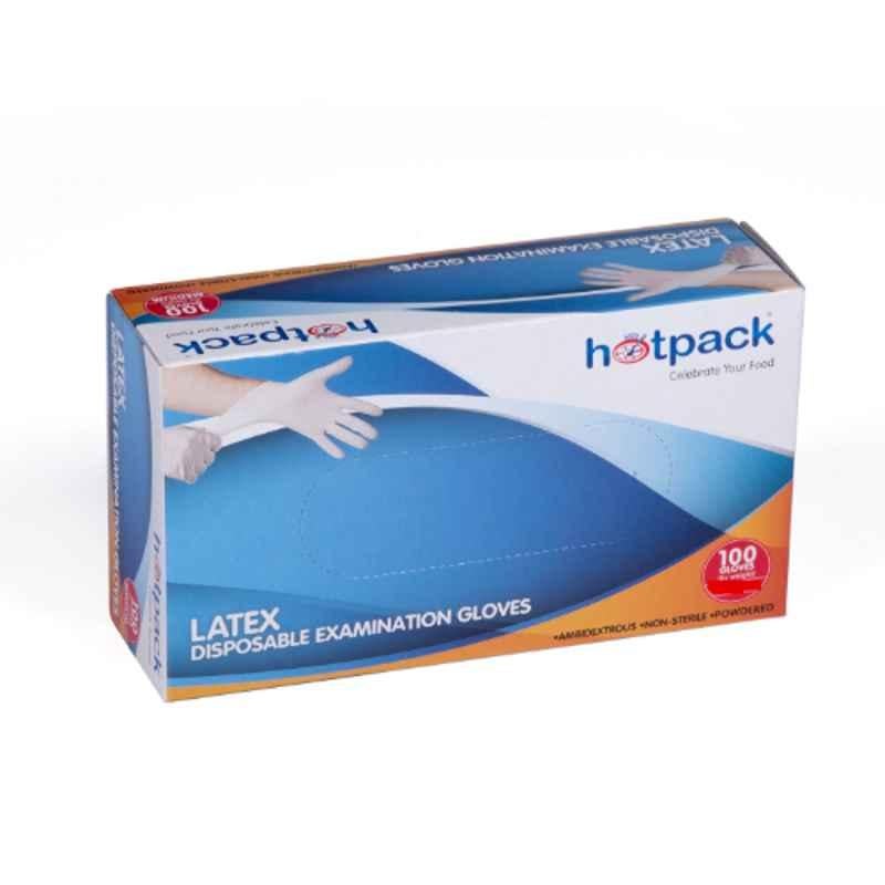 Hotpack 100Pcs Latex Gloves Set, LGM, Size: M