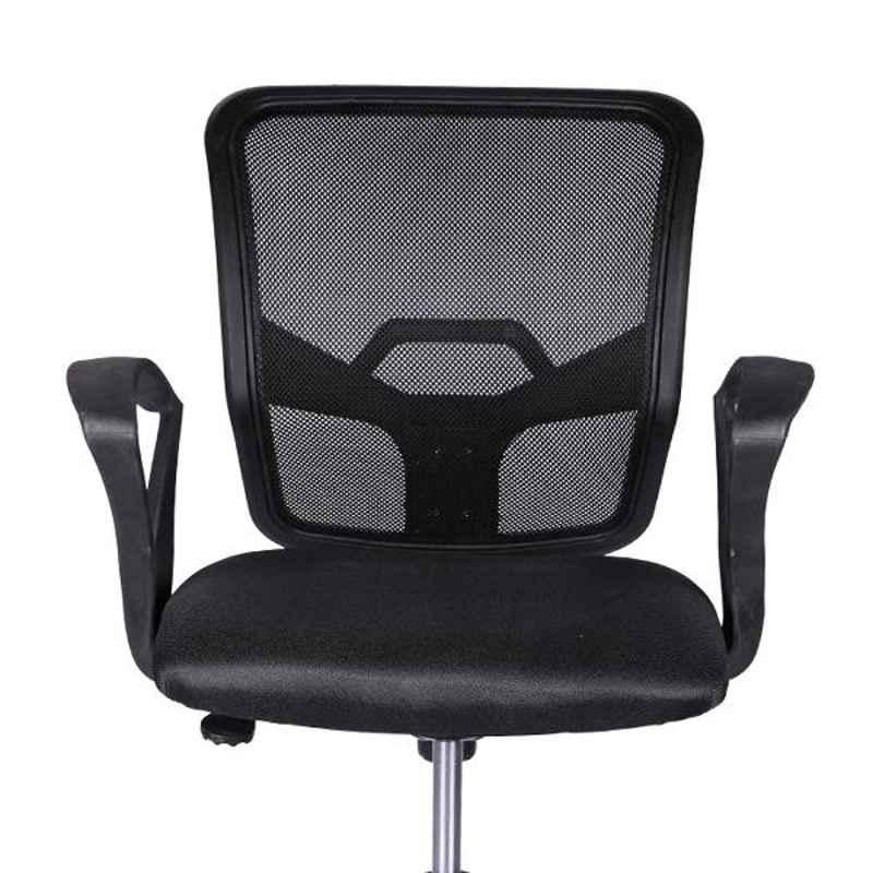 High Living Bharat Net & Cloth Medium Back Black Office Chair (Pack of 2)