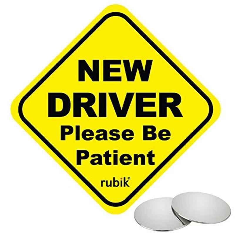 Rubik 15x15x0.03cm Yellow Magnetic New Driver Please Be Patient Car Sign, NDMBSM-22