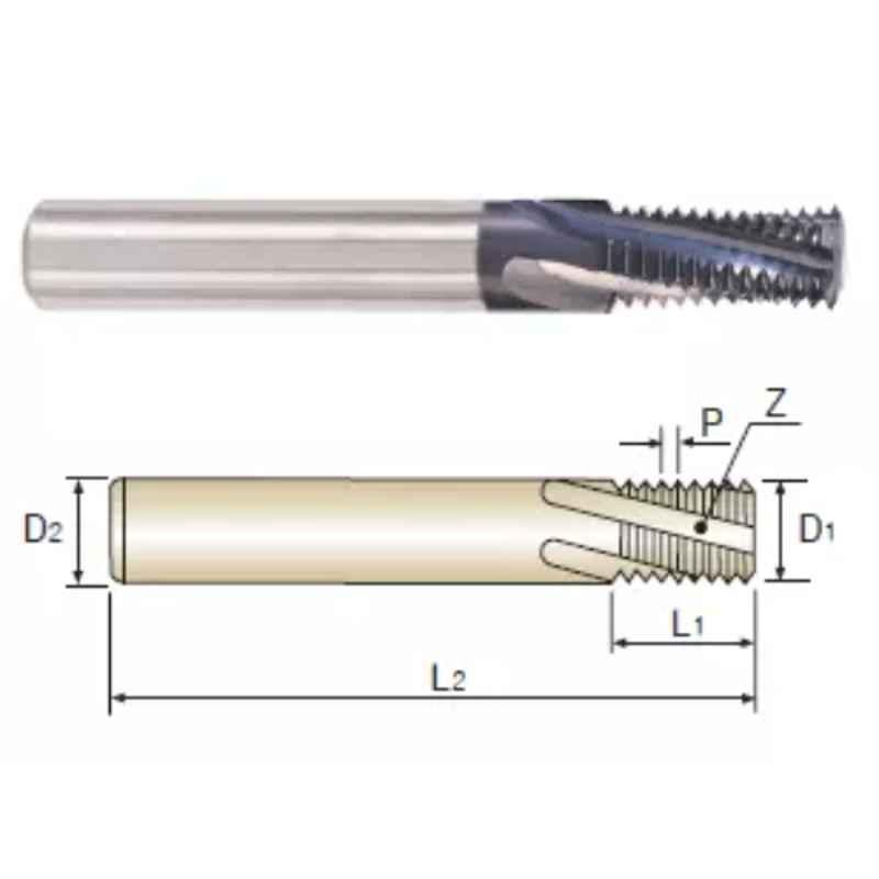 YG1 1/4 inchx18 UNF Internal Thread 4Flute 2D Thread Mill without Coolant Hole (L1114660)