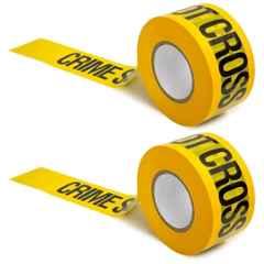 Singhal 3 inchx300m 35 Micron Yellow Crime Scene Do Not Cross Tape, CSDNC-Tape-P2 (Pack of 2)