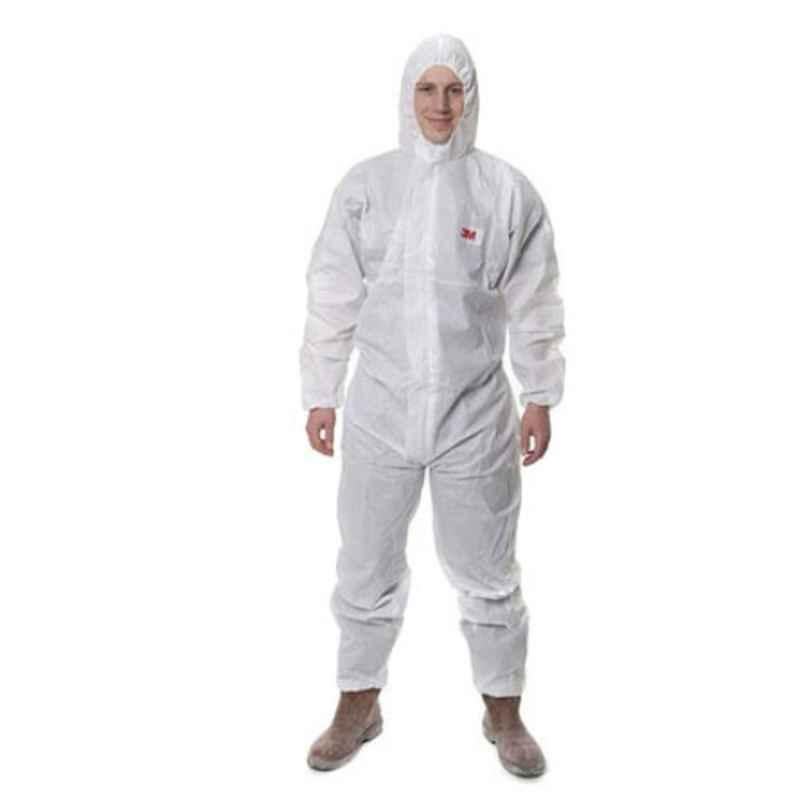 3M White Disposable Hooded Protective Coverall, VA229M, Size: M