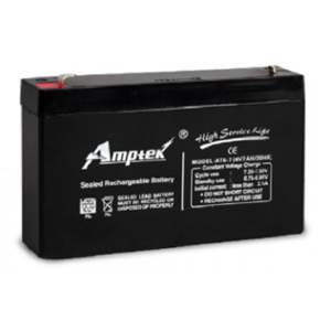 Amptek 6V 7Ah Black Sealed Rechargeable SLA Industrial Battery, AT6-7