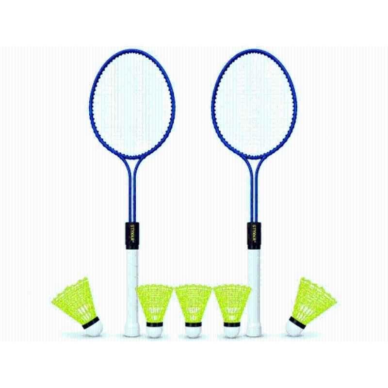 STYRKR Royal Blue Junior Phantom 2 Pcs Multicolour Badminton with 5 Shuttlecock Badminton Kit