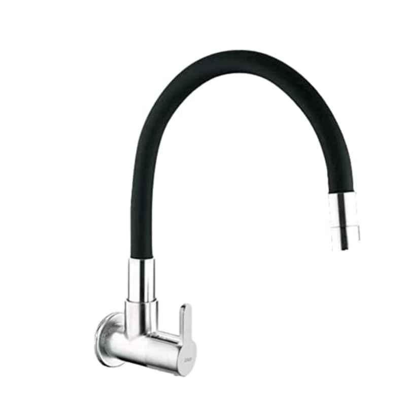 ZAP Brezza Brass Chrome Finish Wall Mount Sink Cock for Kitchen with Silicone Flexible Spout