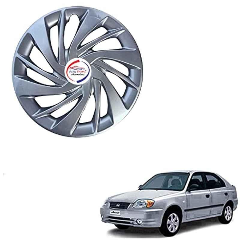 Auto Pearl 4 Pcs 14 inch ABS Silver ER11 Hubcap Wheel Cover Set with Retention Ring for Hyundai Accent