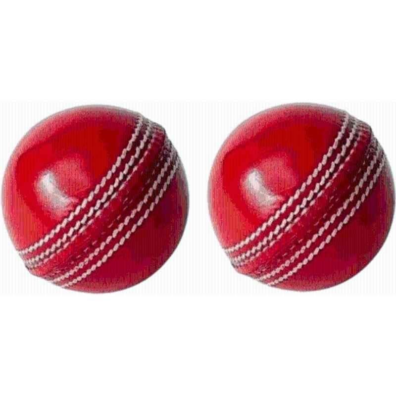 HTM Red Leather Cricket Ball (Pack of 2)