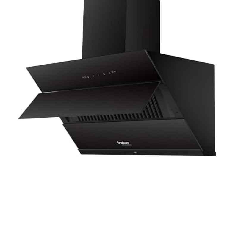 Hindware Greta Neo 90cm 1350CMH Alloy Steel Black Auto-Clean Kitchen Chimney