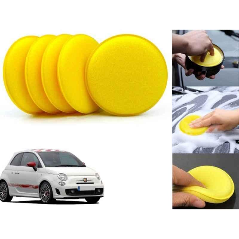 Auto Pearl Polyurethane Beige Washing & Waxing Polish Foam Sponge for 500 Abarth (Pack of 5)