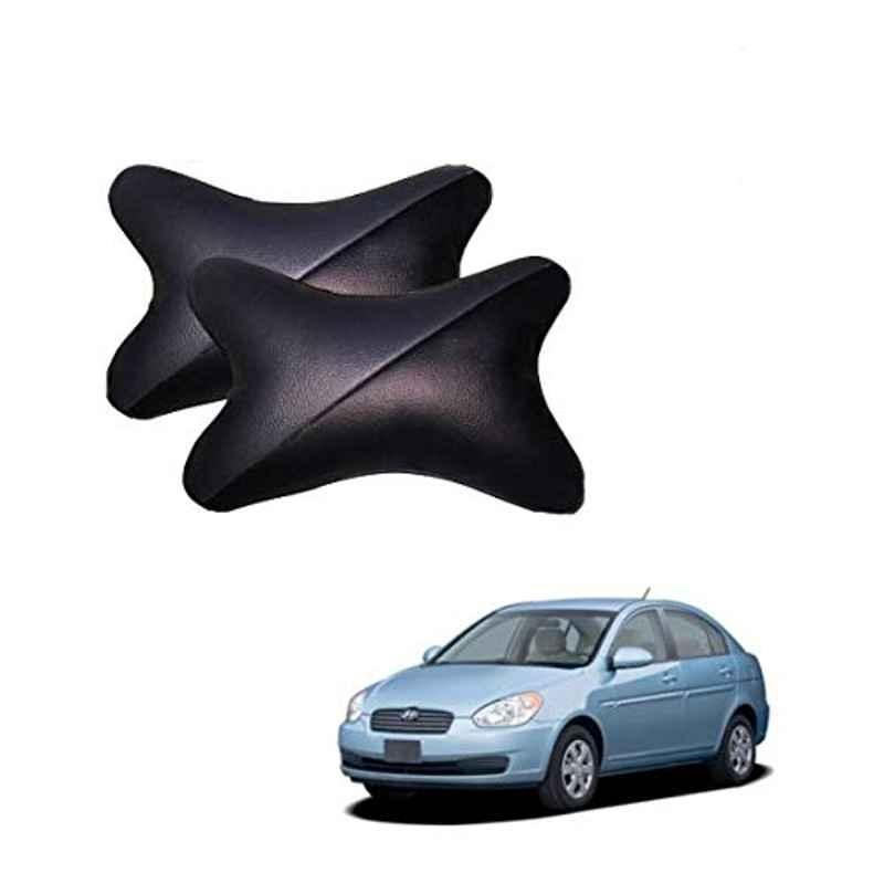 Kozdiko 2 Pcs Memory Foam Grey & Black Car Neck Rest Cushion Pillow Set for Hyundai Old Verna