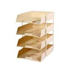 Omega 1718 4 Pcs Biege Office Tray with Plastic Riser Set
