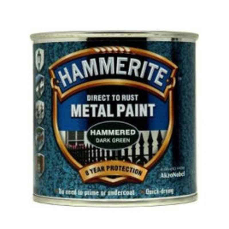 Hammerite 250ml Hammered Dark Green Direct to Rust Metal Paint, 5084831