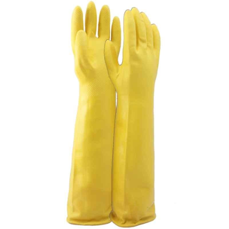 Taha Latex Yellow Safety Gloves, Size: 18 inch