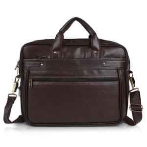 I DOT 15 inch Faux Leather Tan Laptop Messenger Bag with Shoulder Strap