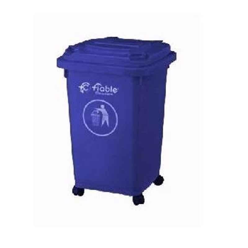 Fiable 50L HDPE Blue Dustbin with Lid & 4 Wheels, FDB 50 A (Pack of 2)