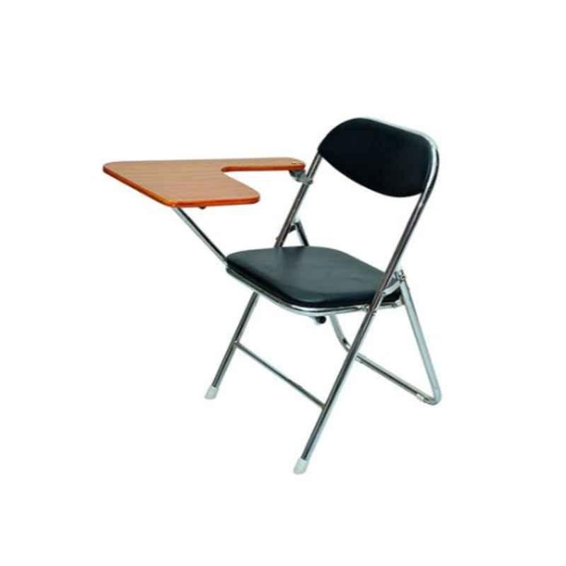 Karnak 12 kg 50x99x50cm Steel & Foam Black Metal Folding Student Chair With Writing Pad, KOC854A47