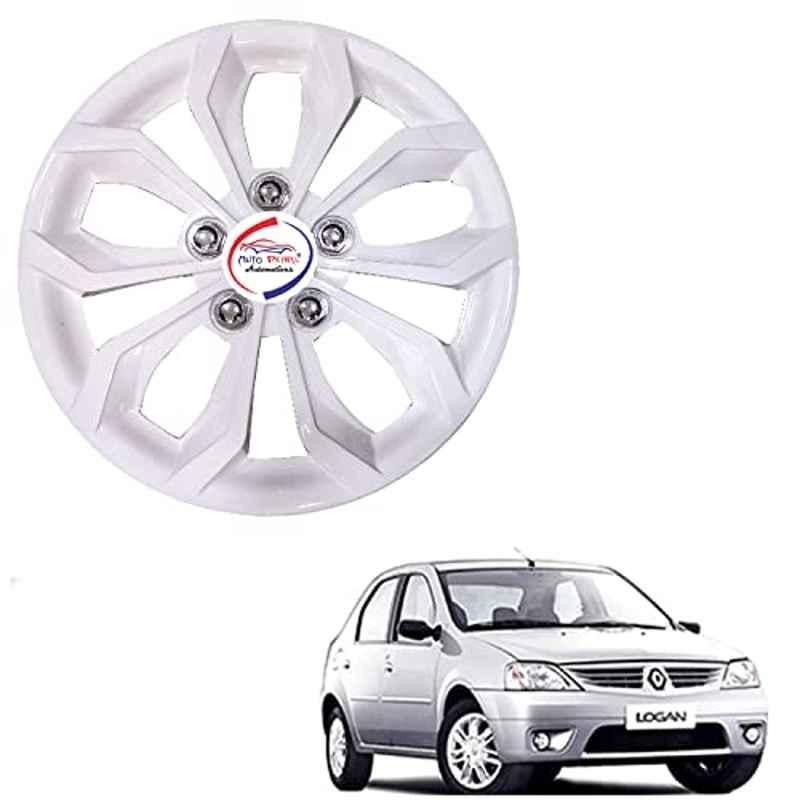Auto Pearl 4 Pcs 14 inch ABS Pearl White Hubcap Wheel Cover Set with Retention Ring for Mahindra Logan
