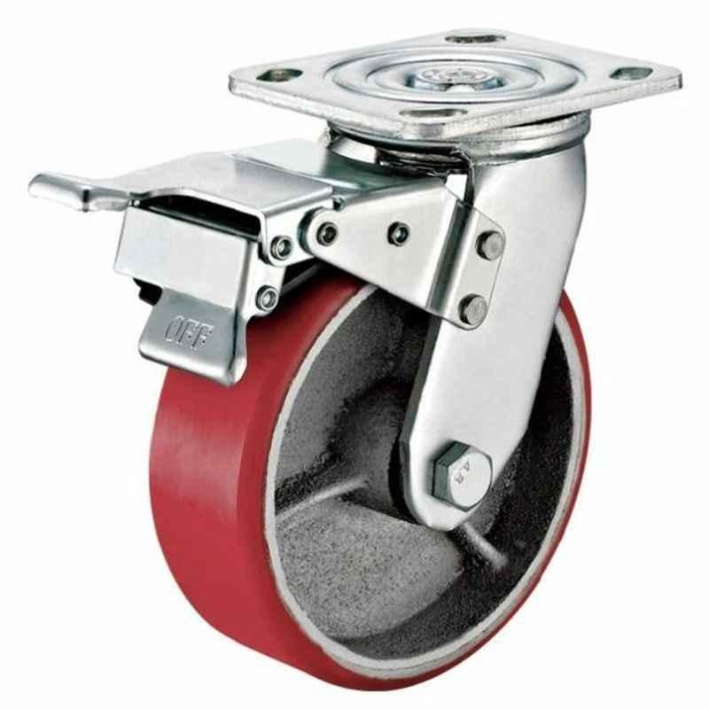 Maxwel 15cm Urethane Red Heavy Duty Wheel Caster, MW-A4028-150