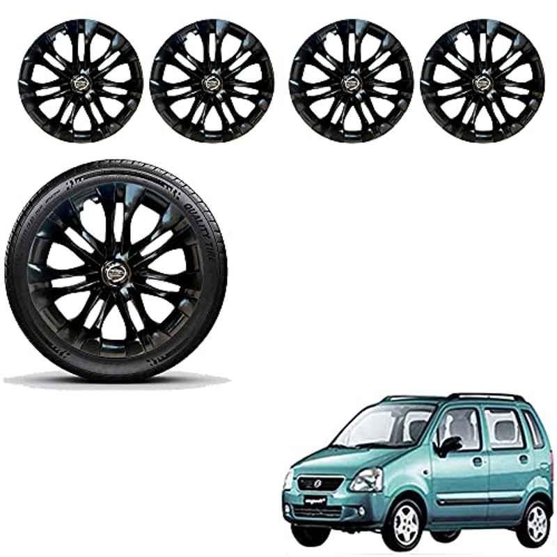 Auto Pearl 4 Pcs 13 inch ABS Black Car Wheel Cover Set for Maruti Suzuki WagonR 2003, WCBLK20