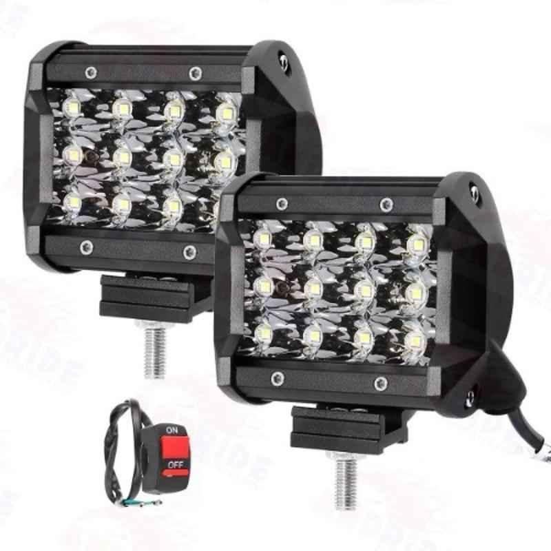 JBRIDERZ 2 Pcs 36W 12 CREE LED Spot Beam LED Fog Light Set with Switch Bar