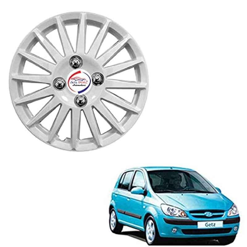 Auto Pearl 4 Pcs 13 inch ABS Camry Silver Press Type Hubcap Wheel Cover Set with Retention Ring for Hyundai Getz