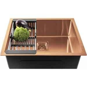 Fossa 24x18x10 inch Stainless Steel SS304 Matt Finish Rose Gold Single Bowl Kitchen Sink, FHS-06