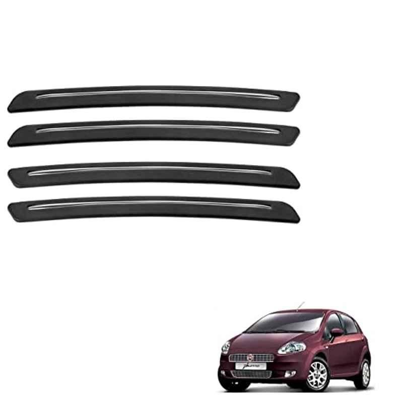 Kozdiko 4 Pcs Rubber Black Car Bumper Protector Set with Chrome Strip for Fiat Punto