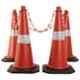Ladwa 750mm Red & Black PVC Traffic Safety Cone with 4m Chain & 4 Hooks (Pack of 4)
