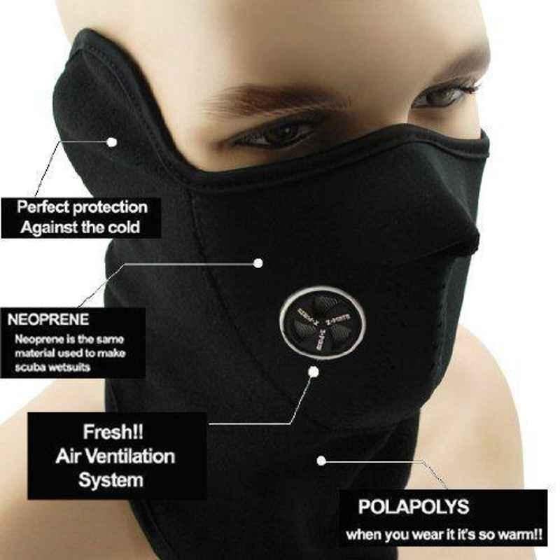 Love4ride Black Neoprene Anti Pollution Bike Face Mask with Neck Warmer