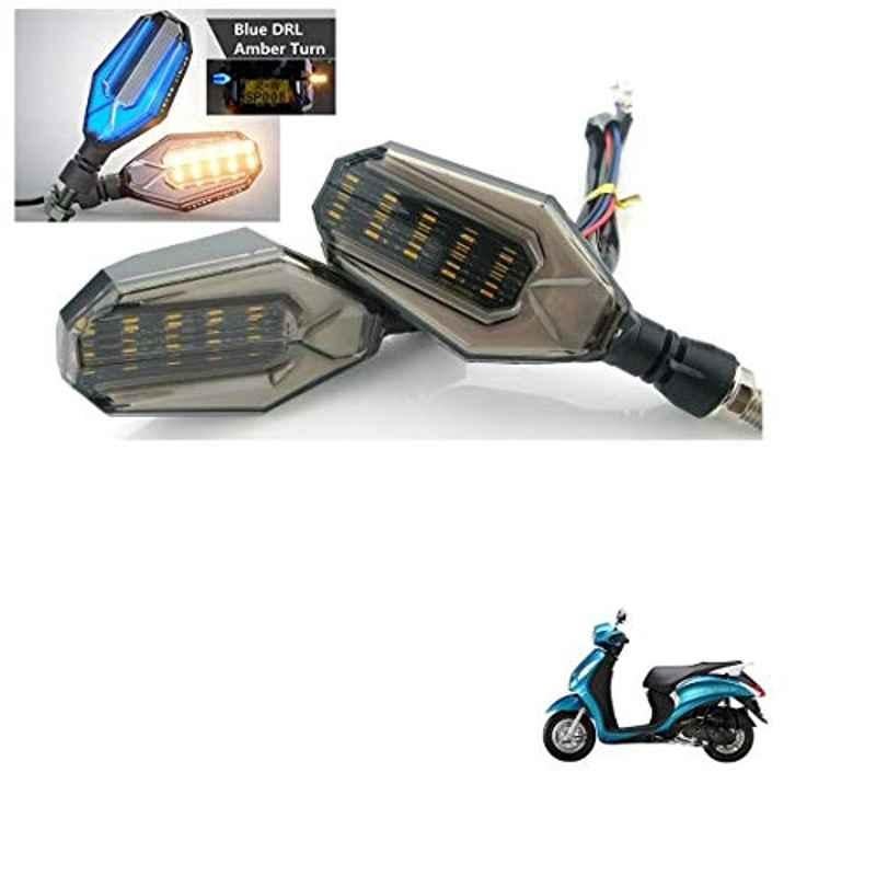 Kozdiko 4 Pcs Plastic Front & Rear U Shape Dual Color DRL LED BIke Indicator Set for Yamaha Facino
