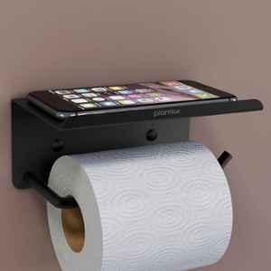 Plantex Stainless Steel Toilet Paper Holder/Toilet Paper Roll Holder for Bathroom/Tissue Roll Holder with Mobile Stand/Bathroom Accessories Black