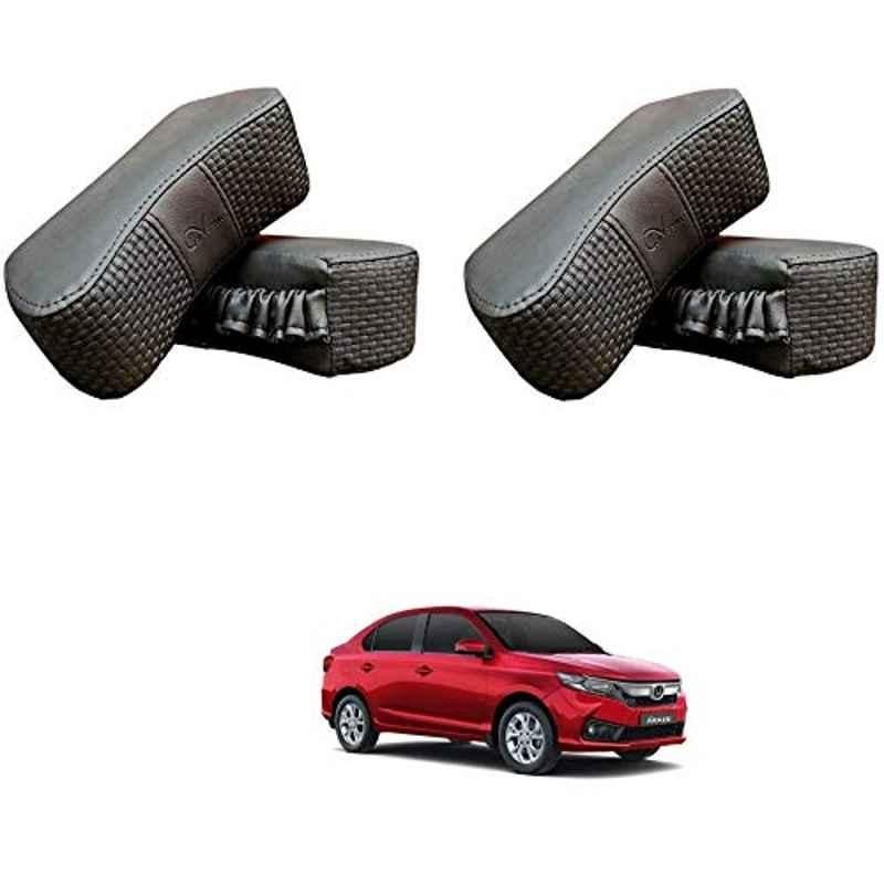 Kozdiko 4 Pcs CV Designer Grey Leatherite Neck Rest Car Cushion Pillow Set for Honda Amaze New 2018