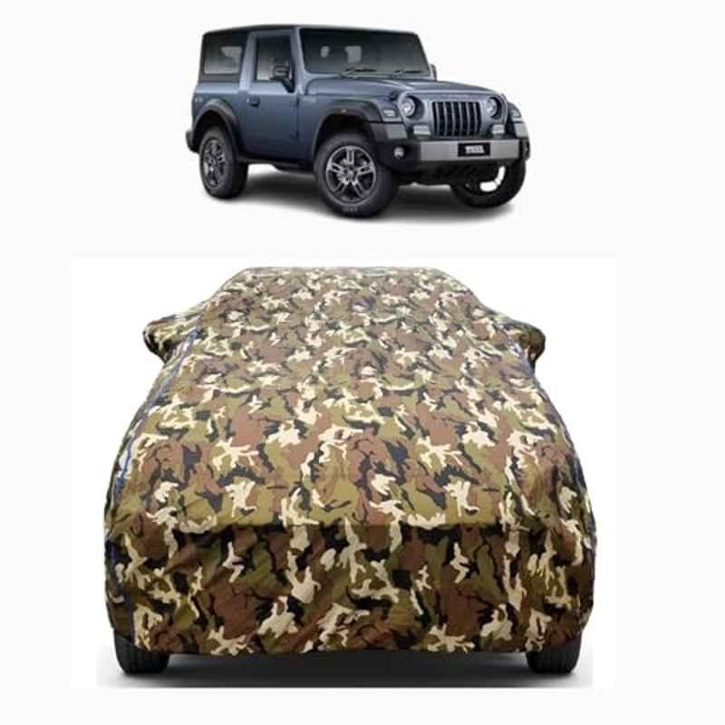 Aarex Auto Polyester Jungle Car Body Cover with Mirror Pocket, Triple Stitched, Dustproof & Heat Resistant for Mahindra Thar All Models & Years (2012-2026)