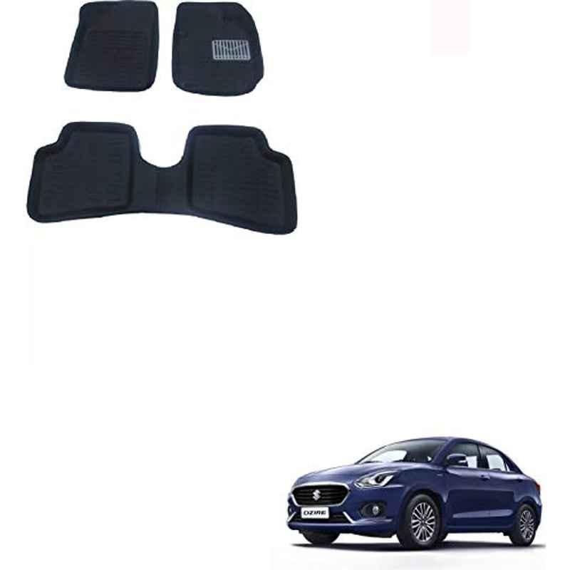 Kozdiko 3 Pcs 3D Black Car Foot Mat Set for Maruti Suzuki Swift Dzire 2017, koz_68075