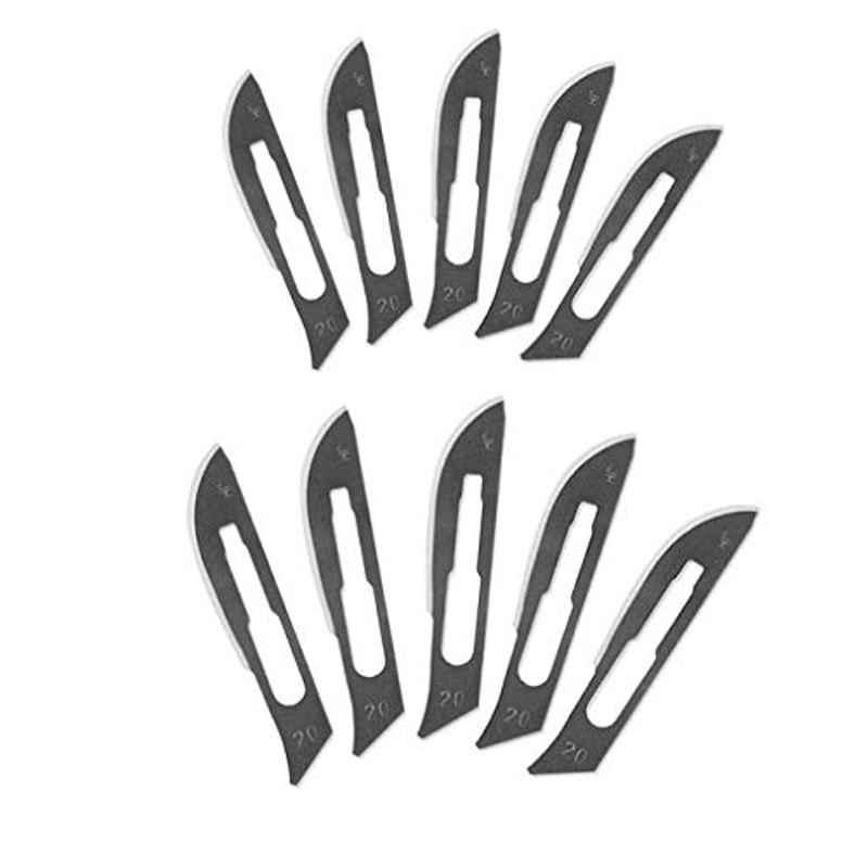 Forgesy 10 Pcs Carbon Steel Silver Surgical Scalpel Blade Set