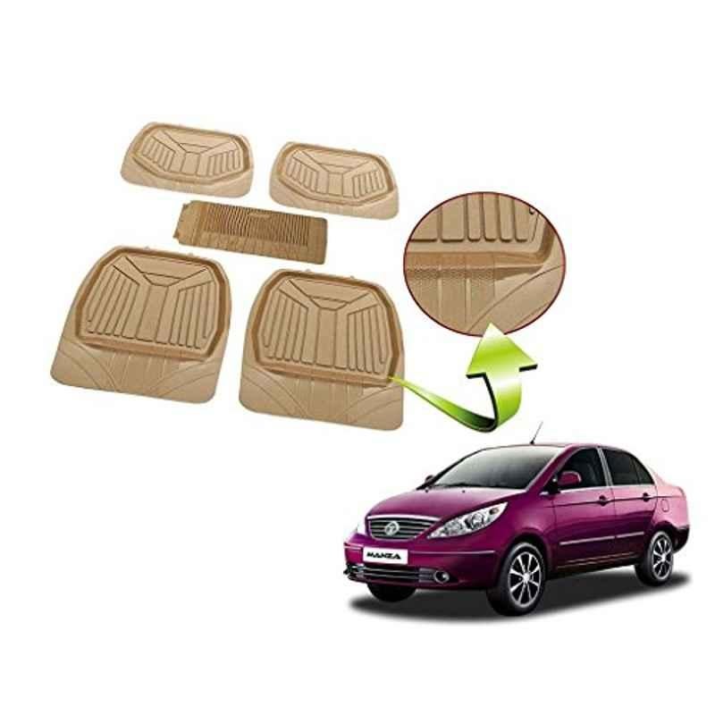 Kozdiko 5 Pcs Rubber Beige 3G Rubber Mat Set for Tata Manza