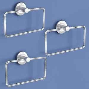Plantex Stainless Steel Towel Ring for Bathroom/Wash Basin/Napkin-Towel Hanger/Bathroom Accessories Chrome-Rectangular (Pack of 3)