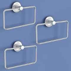 Plantex Stainless Steel Towel Ring for Bathroom/Wash Basin/Napkin-Towel Hanger/Bathroom Accessories Chrome-Rectangular (Pack of 3)