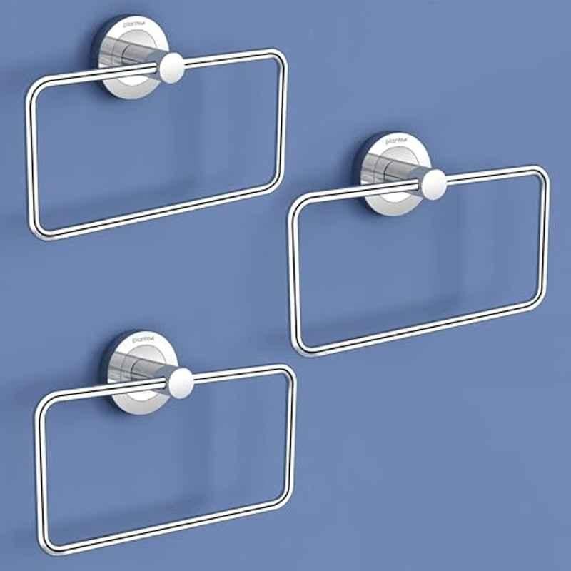 Plantex Stainless Steel Towel Ring for Bathroom/Wash Basin/Napkin-Towel Hanger/Bathroom Accessories Chrome-Rectangular (Pack of 3)