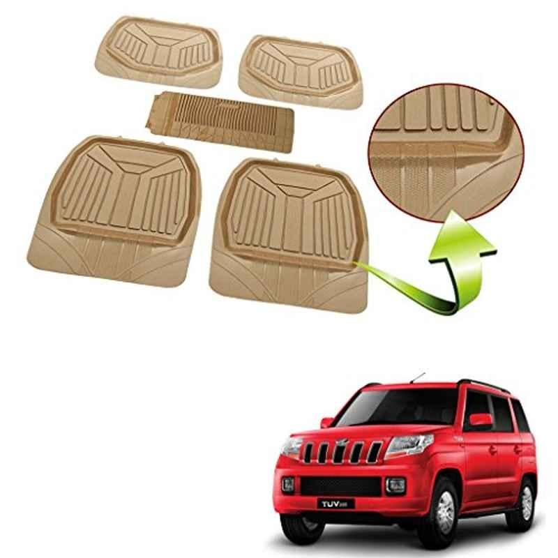 Kozdiko 5 Pcs Rubber Beige 3G Rubber Mat Set for Mahindra Verito Vibe