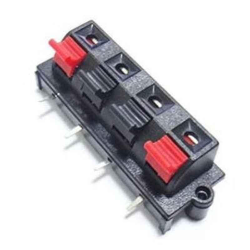 Uhcom 4 Pin Red & Black Spring Push Type Loud Speaker Wire Audio Terminal Board Connector