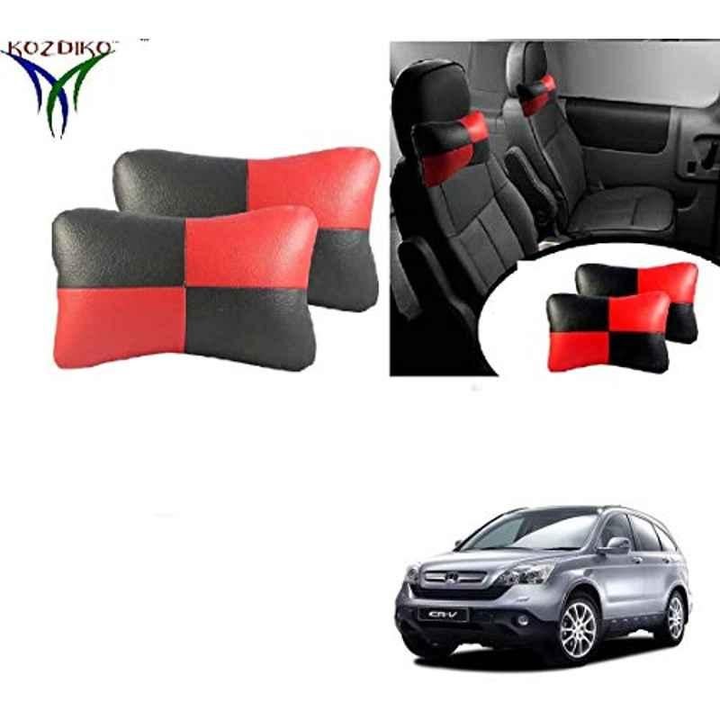 Kozdiko 2 Pcs Black & Red Car Square Chess Design Neck Rest Seat Pillow Set for Honda CR-V