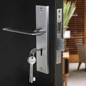 Saze Bentley 8 inch Stainless Steel Matt Finish Silver Key Plate Mortise Door Lock Pull Handle Set