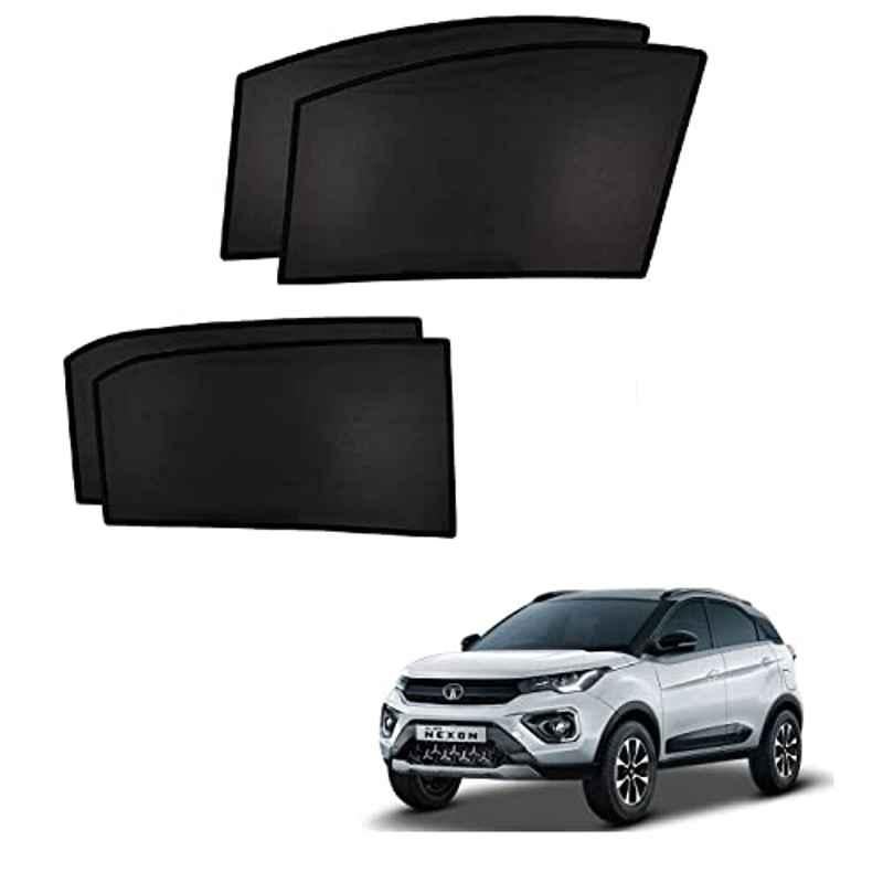 Kozdiko 4 Pcs Custom Fit Non Magnetic Curtains Mesh Car Sun Shade Set for Tata Nexon EV