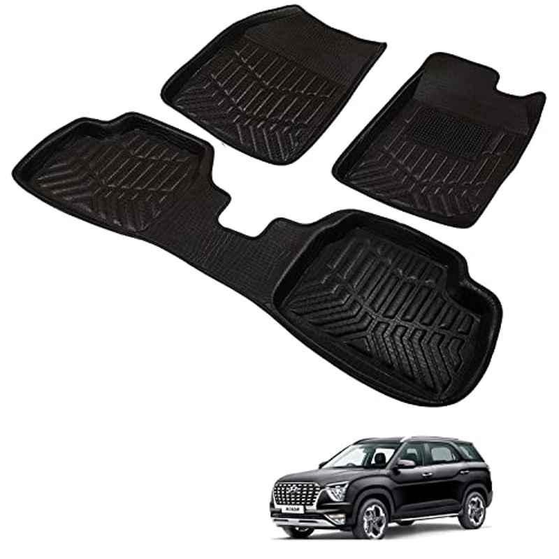 Kozdiko 3D Black Car Foot Mat Set for Hyundai Alcazar, dshbdhb133