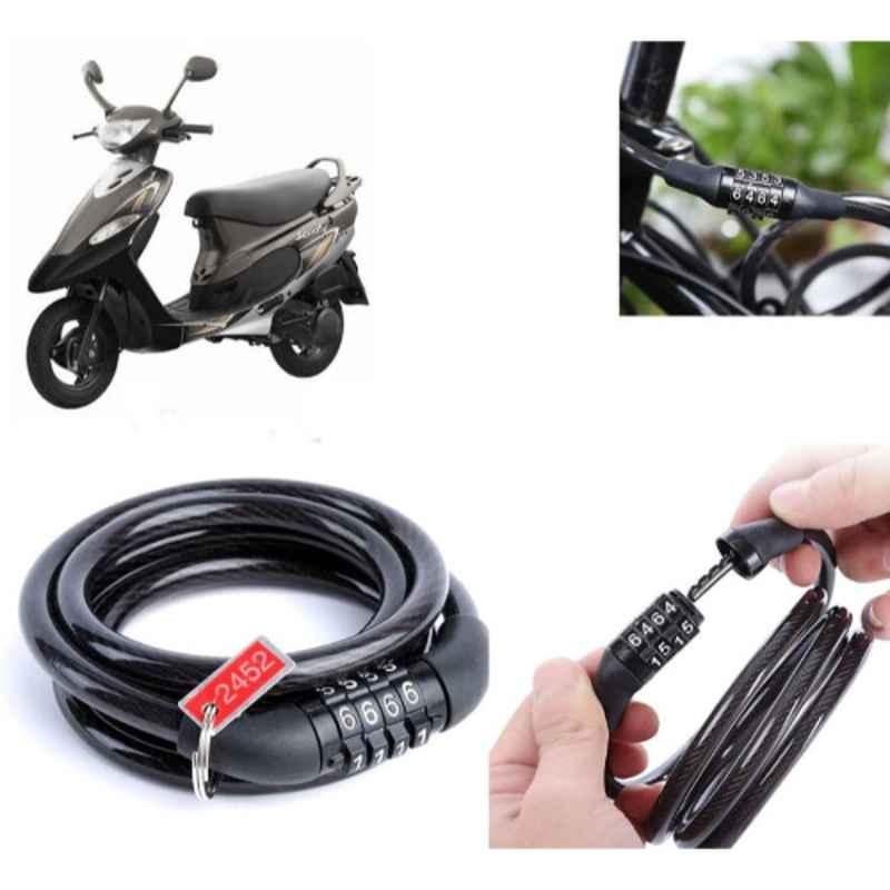 Auto Pearl PVC & Plastic Black Combination Cable Lock for Pep Plus