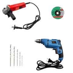 Hillgrove HGCM17M1 4 inch Metal Angle Grinder with 10mm Drill Machine with 5 Drill Bits Set