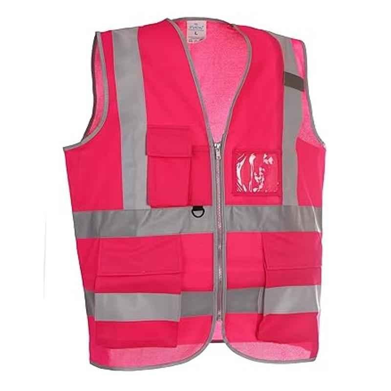 Buy Evion ES-032-PK-L Polyester Pink Reflective Safety Jacket